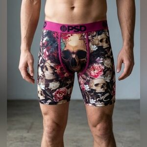 NEW! PSD Men's Floral Skull Boxer Briefs - Multicolor